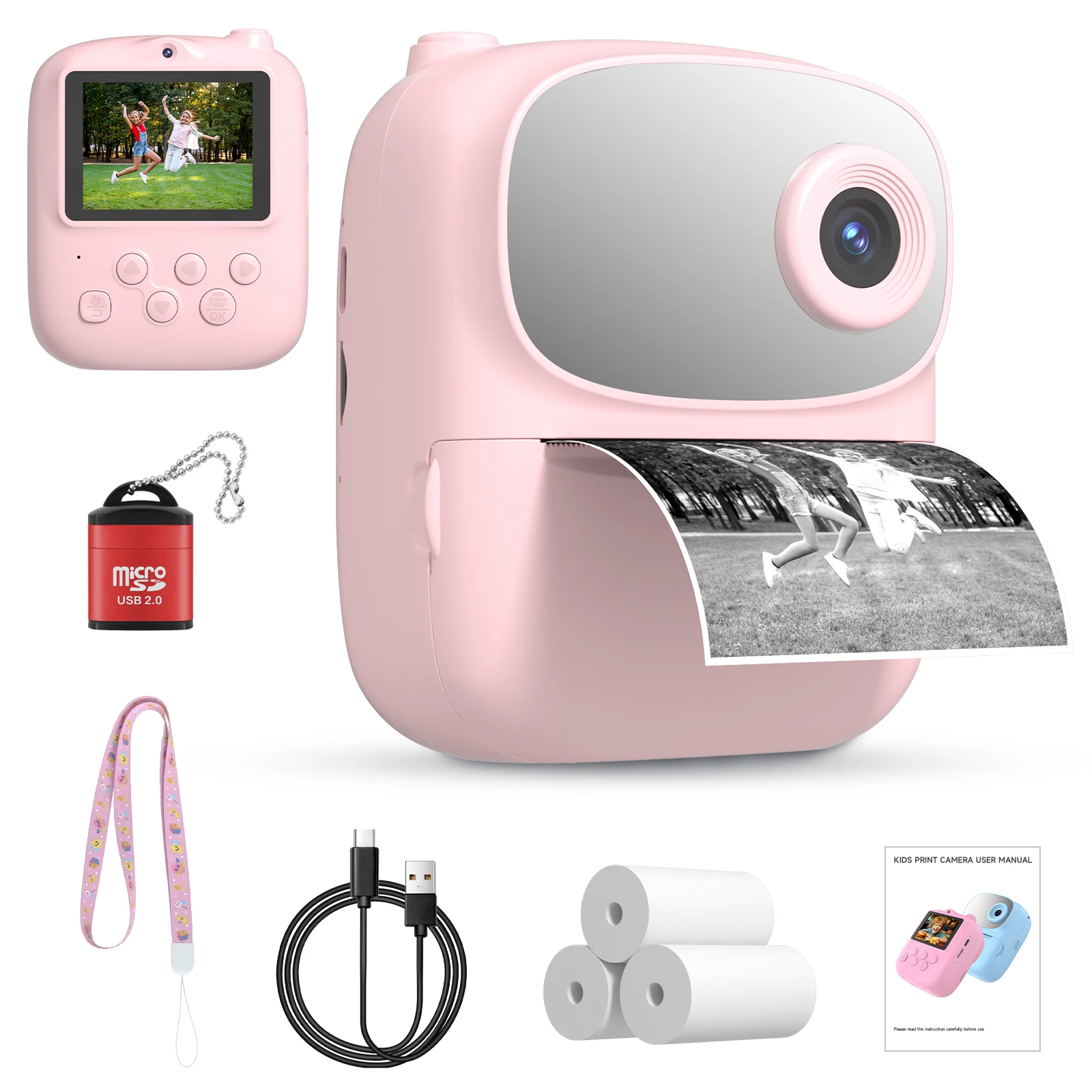 Christmas Gift 2.4 Inch  Rechargeable  Children Mini Printing Digital  Kids Camera