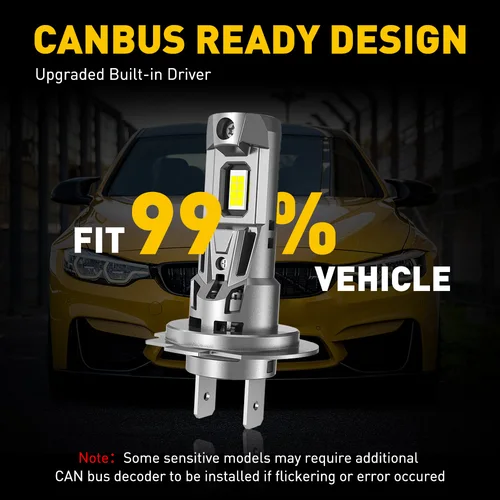 Imagen 2 del producto 2 uds AUXITO Turbo LED H7 faros ultra potentes bombillas de coche para BMW Skoda Ford VW 120W 22000LM Super blanco ventilado 12V Canbus