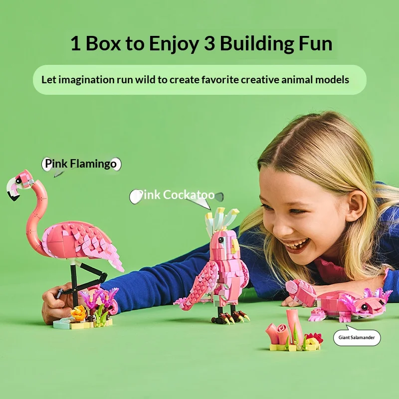 LEGO 31170 Vida Selvagem: Flamingo Rosa Criativo Versátil Série 3 em 1 de Blocos de Construção Brinquedos de Construção para Crianças Presente de Natal