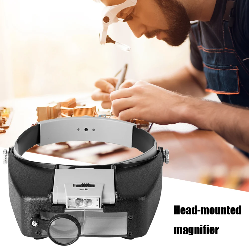 10X Headband LED Magnifying Glasses Illuminated Magnifier Adjustable Head Loupe Jewelry Reading Watchmaker Repair Tool