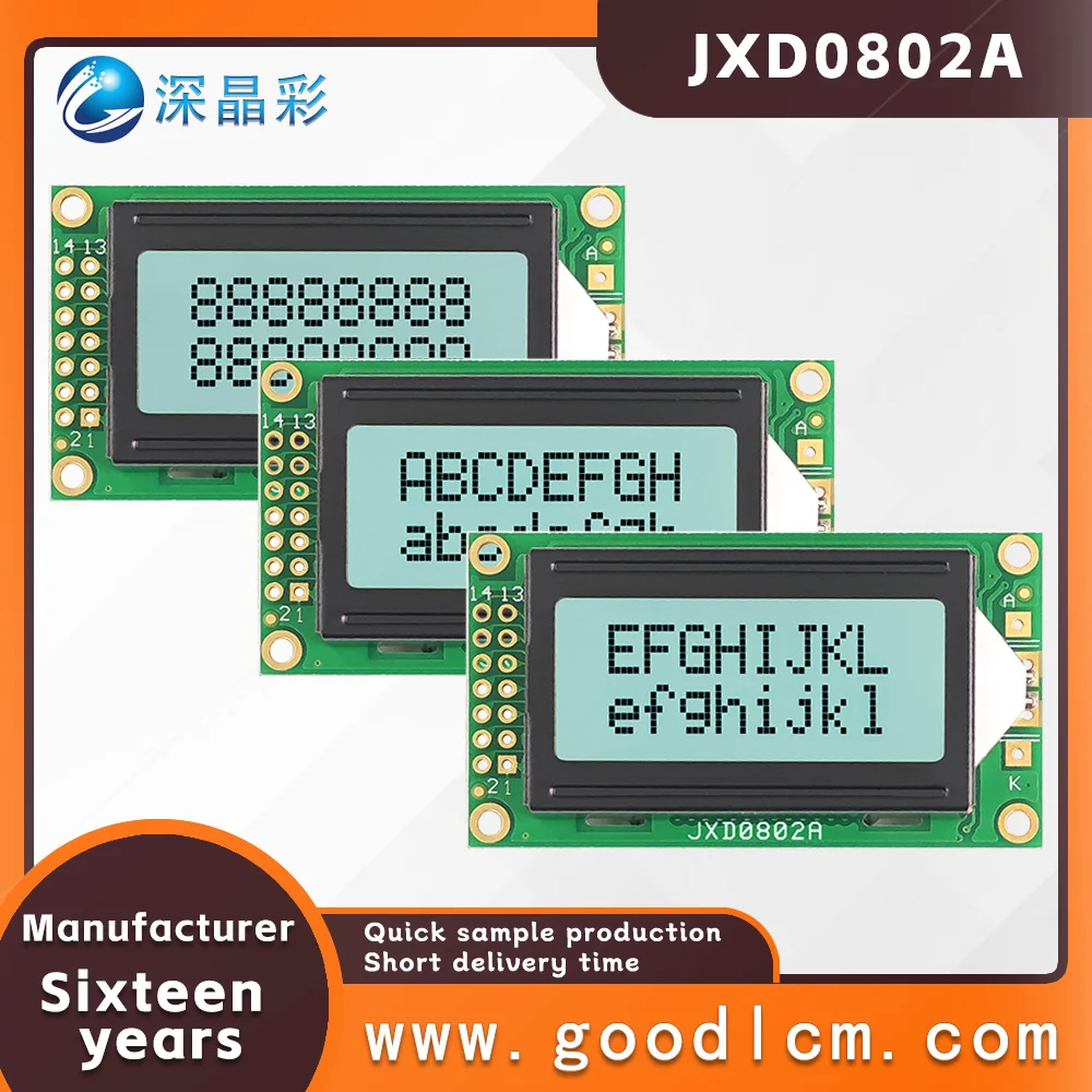 Parallel 0802 small-sized character dot matrix screen JXD0802A FSTN White Positive High brightness clearness language LCMmodule