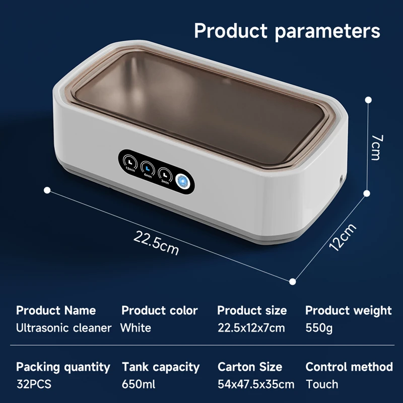 Xiaomi Ultrasonic Cleaning Machine 50,000Hz Glasses Cleaning Machine Large Capacity 650ML Jewelry Braces Professional Cleaner