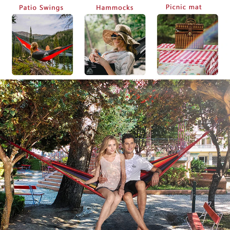 Thick Canvas Hammock Outdoor Portable Camping Hammocks Single Double Anti-rollover Swing Indoor Garden Double Wide Hanging Chair