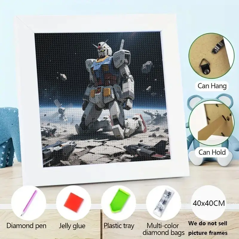 

1PC Gundam RX-78-2 Diamond Painting Kit, 5D Full Drill Anime Mecha Robot Space Warrior DIY Craft, 40x40cm Home Decor Wall Art fo