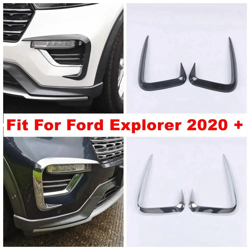 

Front Bumper Fog Lights Lamps Blade Stripes Cover Trim Fit For Ford Explorer 2020 - 2023 ABS Chrome / Carbon Fiber Accessories