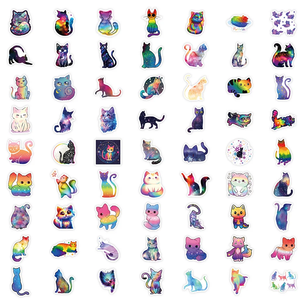 10/30/60PCS Color Star Cat Animal Sticker DIY Phone Laptop Luggage Skateboard Graffiti Decals Fun for Kid Gift