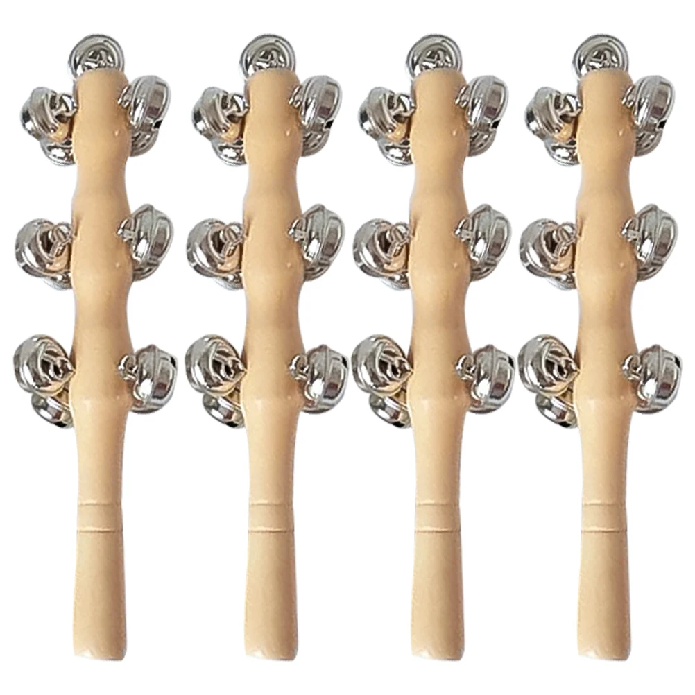 4 pezzi braccialetto che suona campana a mano per giocattoli per bambini sonaglio in legno educativo per bambini in legno
