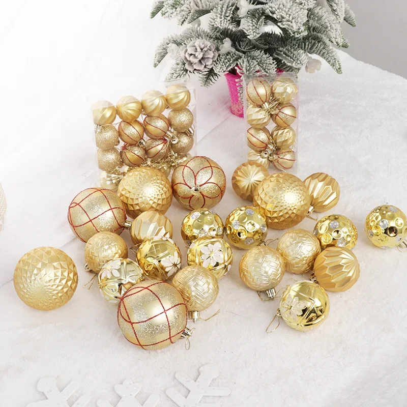 46pcs Special-shaped Christmas Ball Ornaments Flocking Christmas Tree Party Decoration Christmas Spheres Pendant 2024