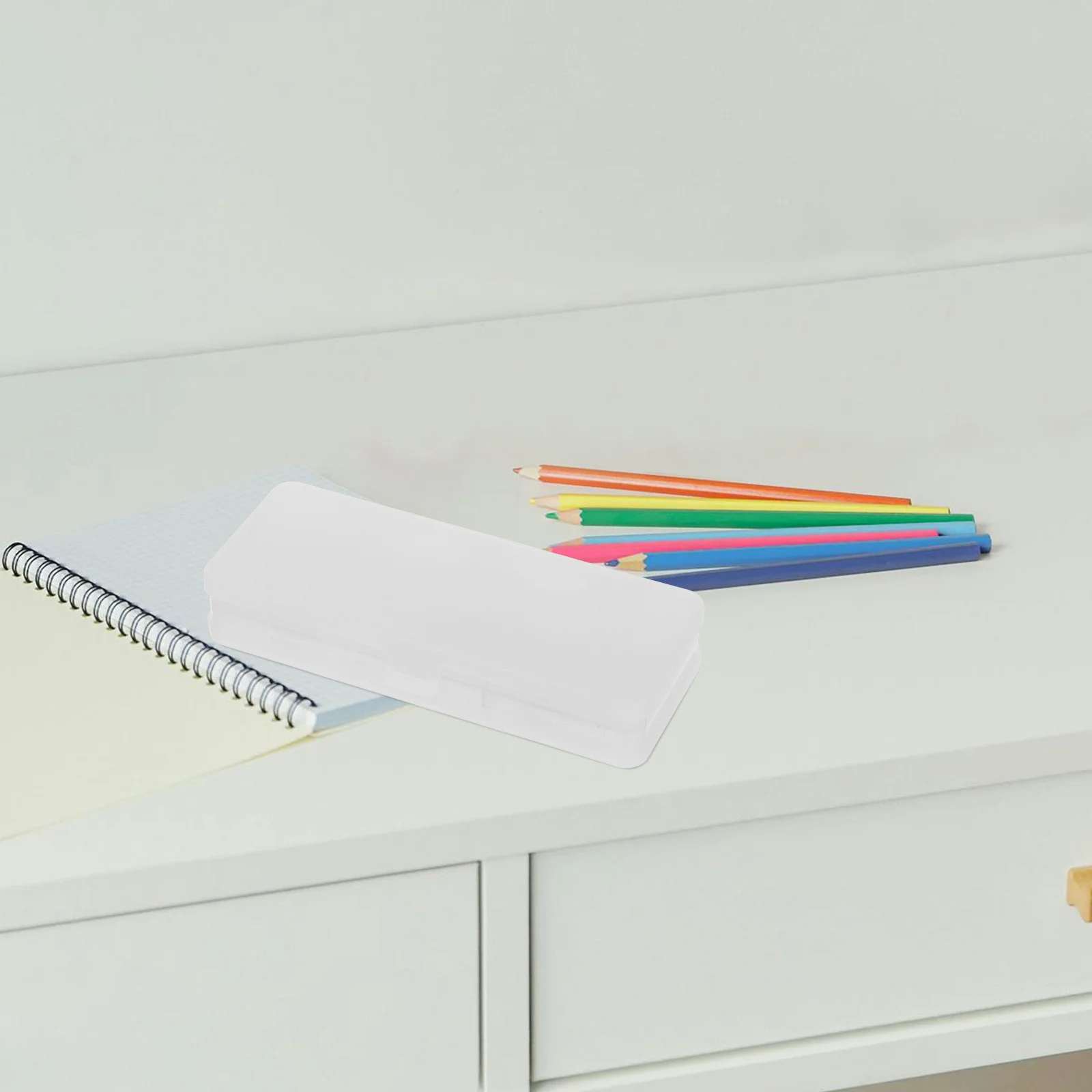 

Large Capacity Double Compartment Transparent Pencil Case Snap Closure Office School Stationery Organizer