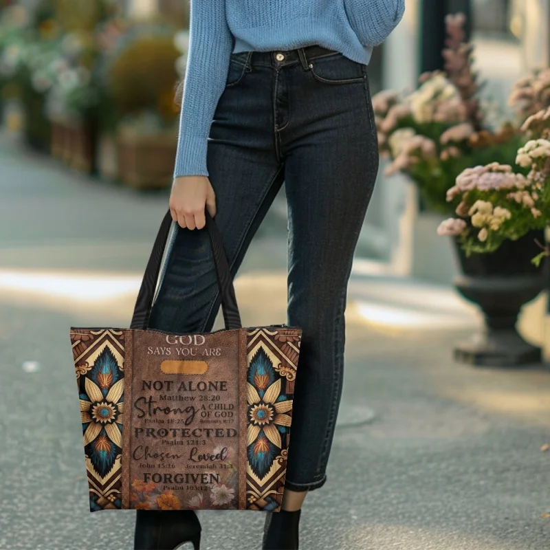 Bolso de mano de papel DuPont personalizado con estampado de Jesús, el Señor, el rey, un solo hombro, elegante bolso de compras de lona de papel Kraft