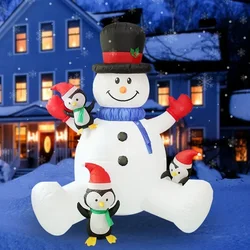 Christmas Inflatable Snowman Penguin Model Outdoor Party with Colorful Lights Interesting Decorations