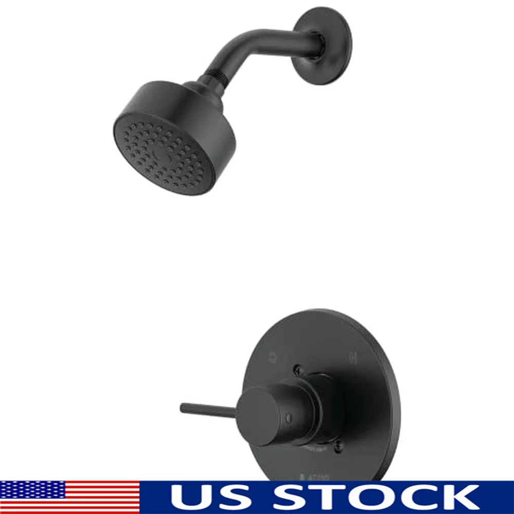 Modern Series Black Shower Trim Kit with Single-Spray Touch-Clean Head Pressure Balance Valve Full Body Spray ADA Compliant