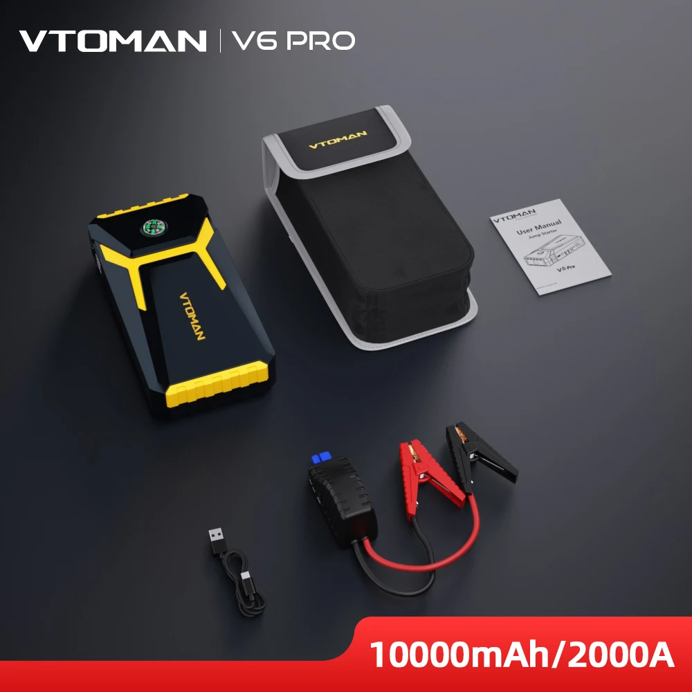 Стартер VTOMAN V6 Pro 2000A - Автомобильный Power Bank и зарядное устройство — фото товара