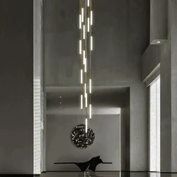 Ceiling Hanging Lamp Villa Loft Staircase  Modern Luxury Long Chandelier Living Room Glass Pendant Light For Stairs