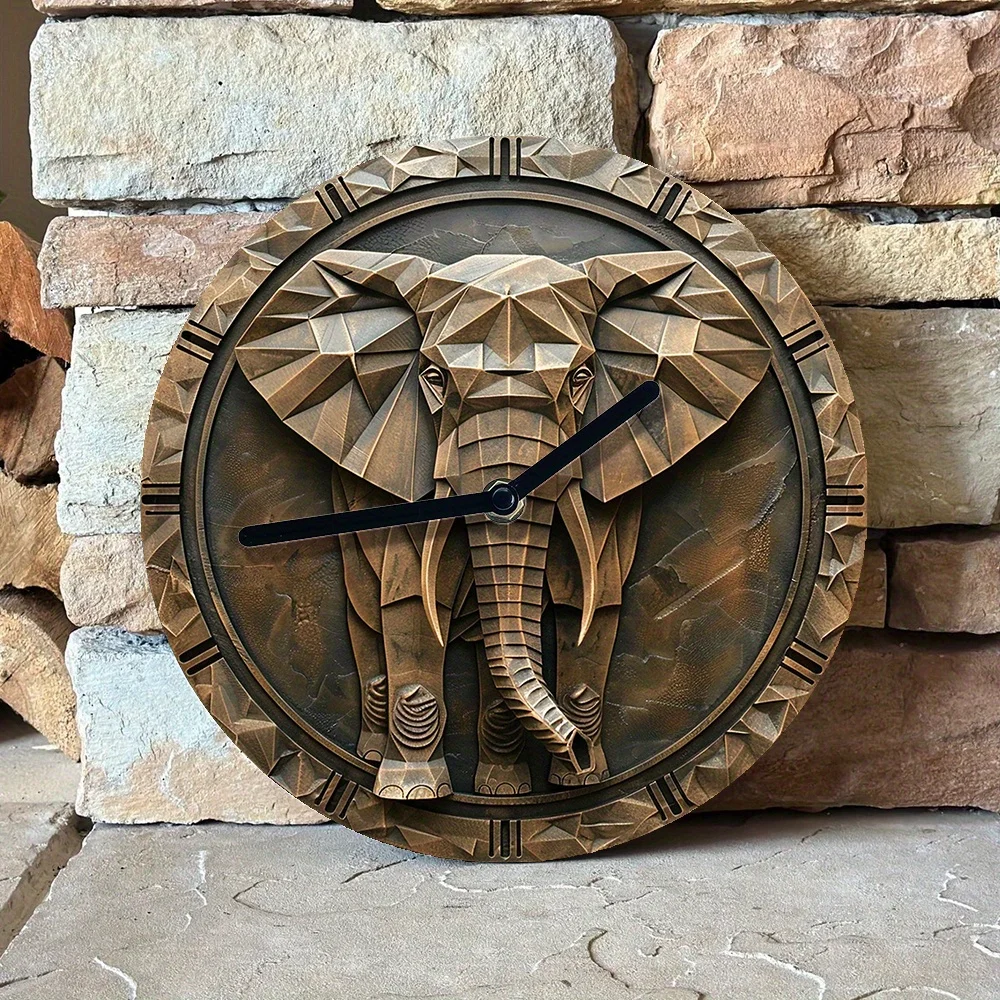 Silent Aluminum Wall Clock with Indian Elephant Design - Perfect for Summer Entrance & Father'S Day Decor Living Room Decoration