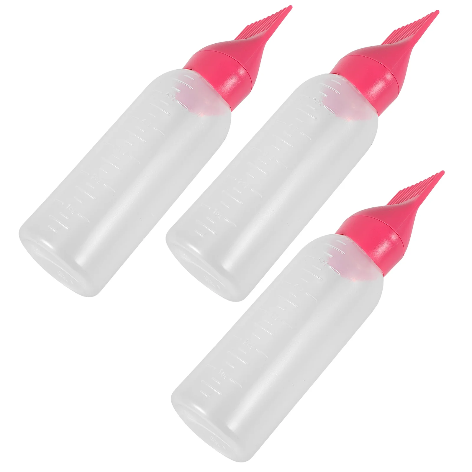 

3pcs Hair Bottle Color Application Plastic Pink Root Comb Oil Applicator Root Comb Bottle Salon Home Use Perm Solution