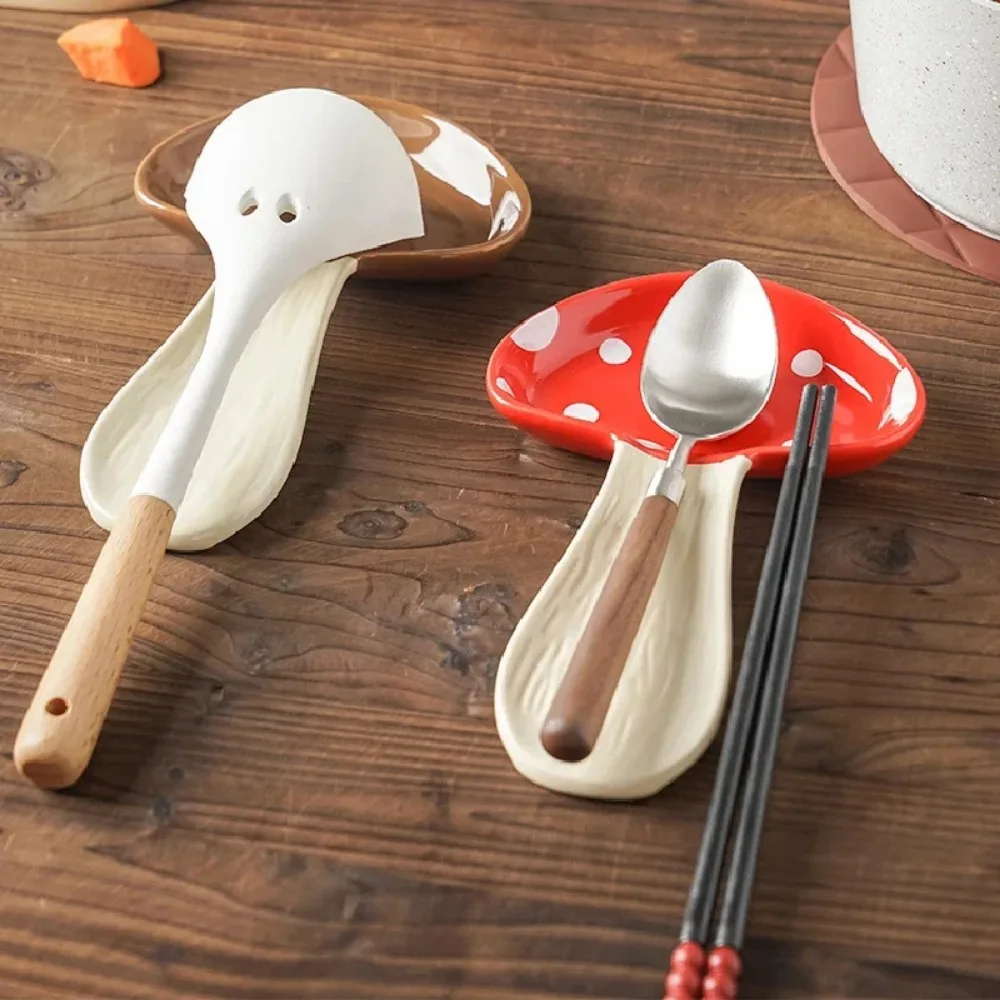 

Креативный керамический держатель для ложки в форме гриба для дома, многоцелевой шпатель, ложка, палочки для еды, полка для хранения, кухонная утварь для дома