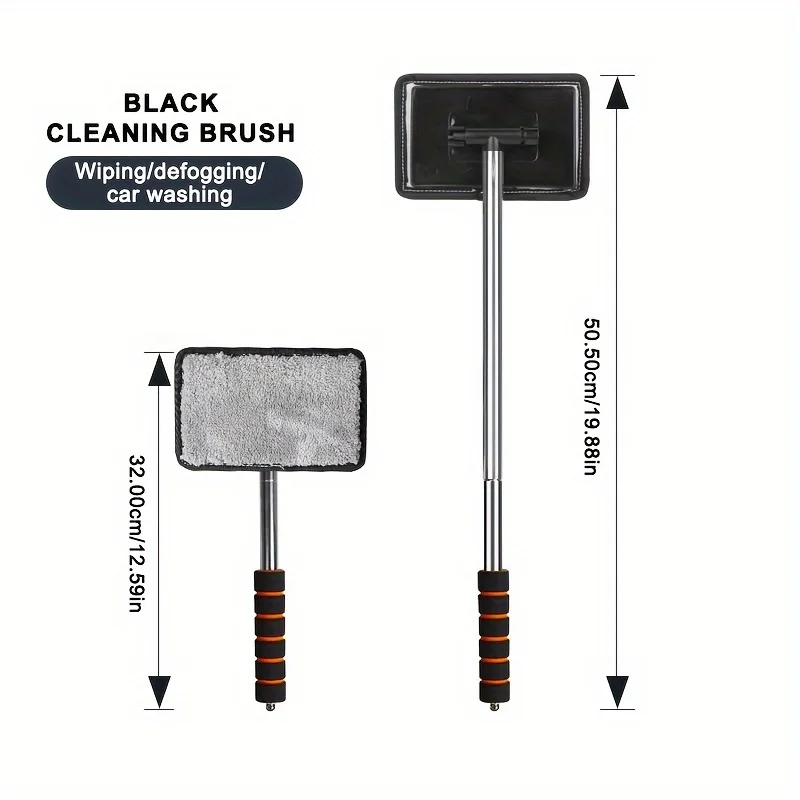 6Pcs Car Windscreen Cleaner Kit with Long Reach Handle and 6 Washable Pads for SUV Truck RV Glass Cleaning