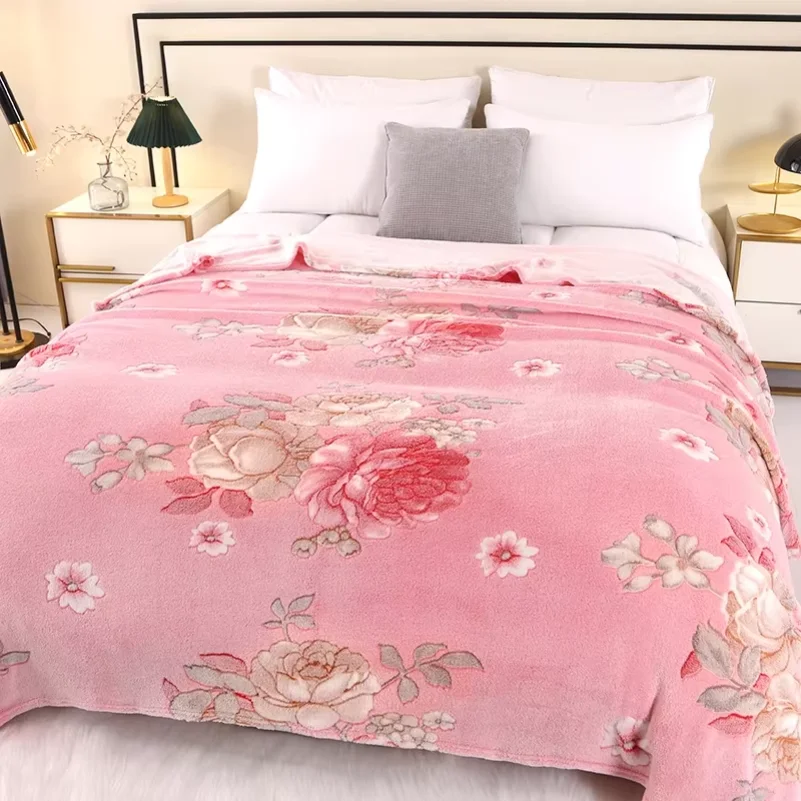 

1pc Floral Style Warm Bedspread Fleece Blanket Plaid Travel Shawl Sofa Nap Blanket Home Bedsheet Manta 70X100cm Suitable For Pet