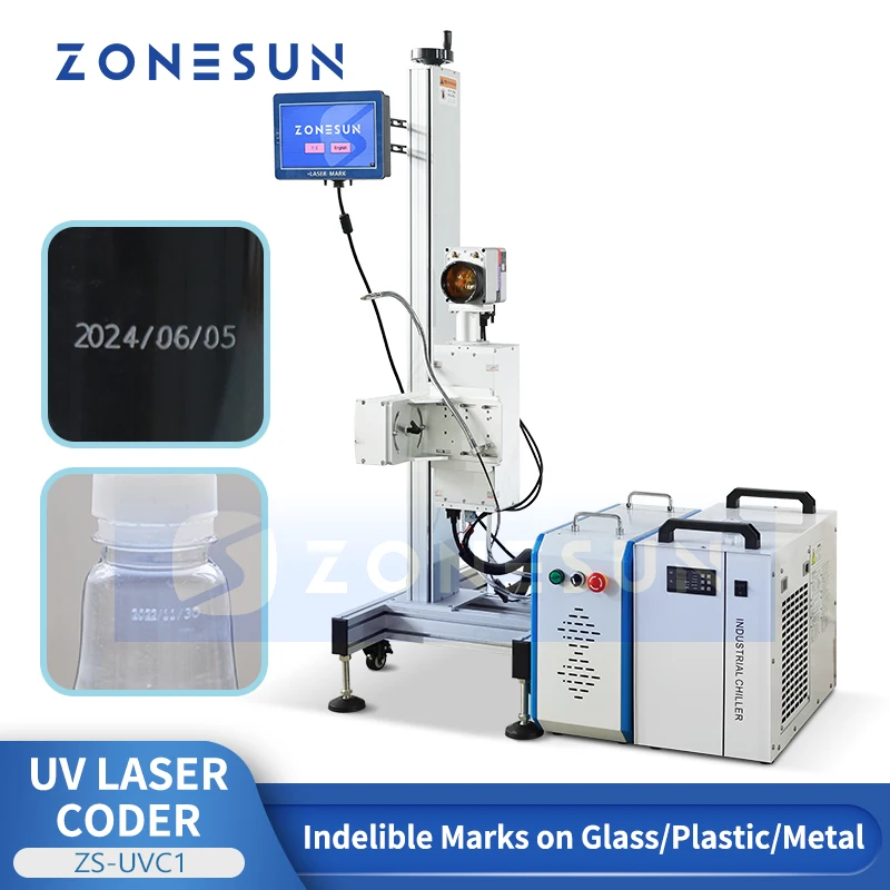 Zonesun ZS-UVC1 Laser Date Code Printer UV Laser Coder Expiry Date Printing Machine Laser Marking Machine