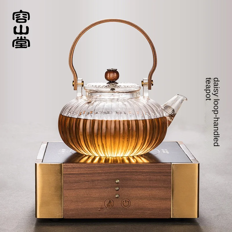 

Glass Teapot Thick Heat-Resistant Kettle Tea Cooker Solid Wood Electric Ceramic Stove Tea Set Teapot Set