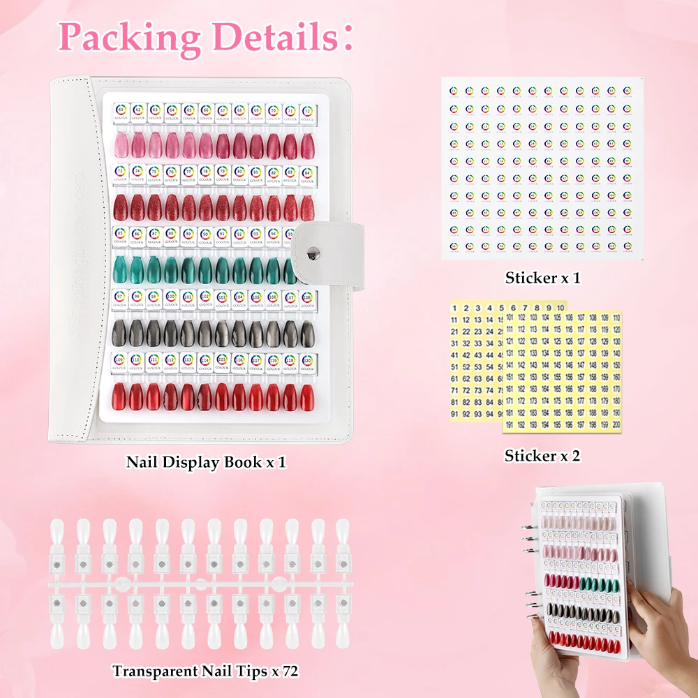 60/120 Colors Premium Magnetic Nail Swatch Book Crescent-Shaped Leather Cover Reusable Magnetic Nail Tips Removable Nail Tools image 3