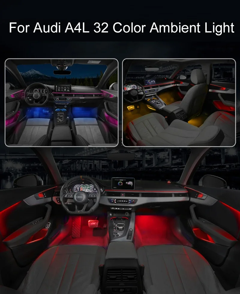32Color Ambient light Lamp For Audi A3 A4L A6L Advanced Light With Dashboard lifting speaker and speaker cover lamp Car Interior