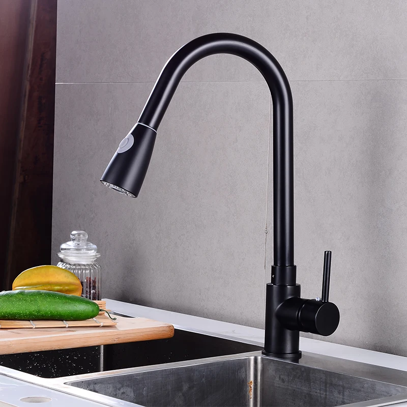 BAKALA Gold Polish Swivel Spout Kitchen Sink Faucet Pull Down Sprayer Fashion Design Bathroom Kitchen Hot&Cold Water Mixer Tap