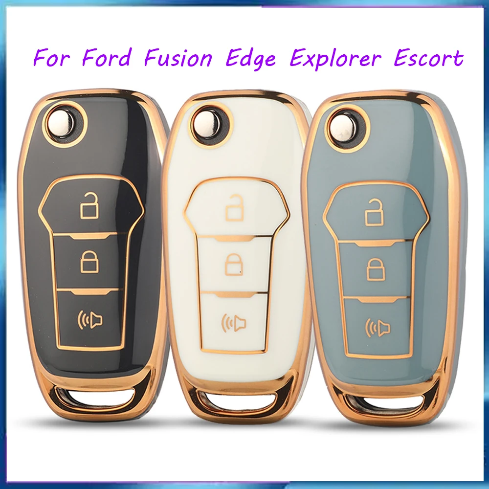 Jingyuqin New TPU Car Key Shell Case Fob For Ford Fusion Edge Explorer Escort MK2 MK-7 Ranger F150 Mondeo Kuka