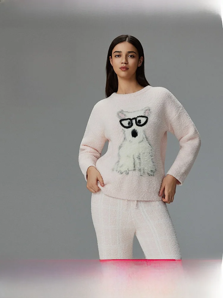 

Новая женская пижама Mybody Spring: милая, пушистая, теплая домашняя одежда с длинным рукавом и круглым вырезом из полиэстера