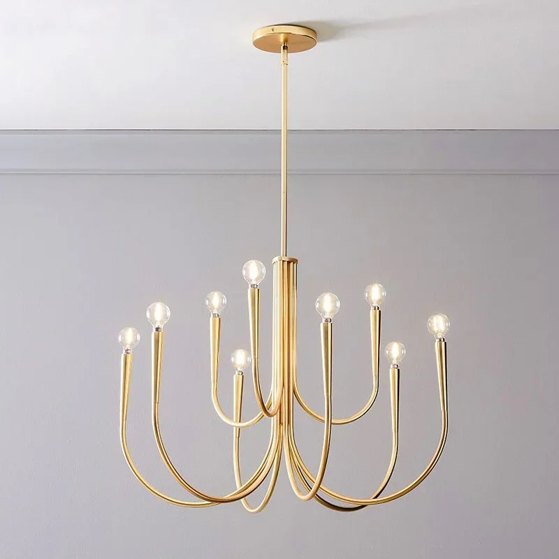 Nordic Living Room Chandelier Luxury Pendant Light American Style Retro Minimalism Bedroom Designer Candle Dining Room Lighting