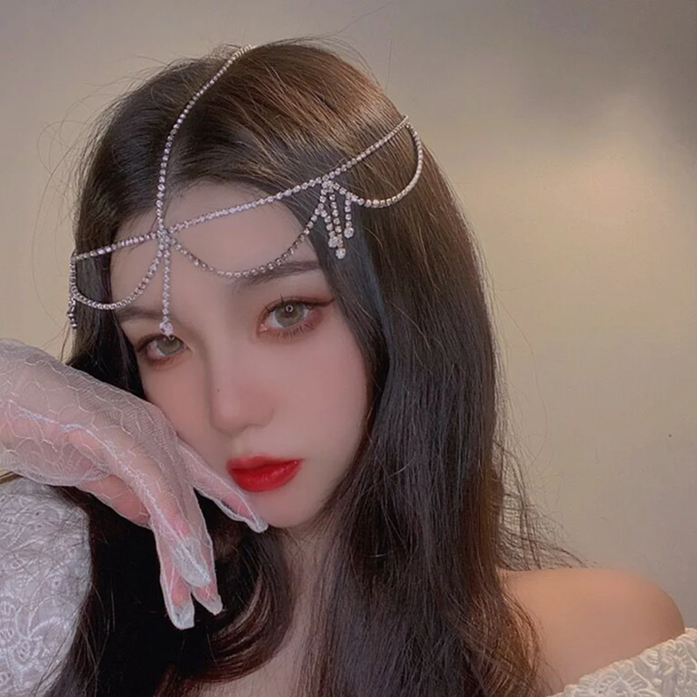 

Delicate Fashion Head Chain Silver Forehead Chain Bridal Hair Accessory Women Wedding Festival Celebration Head Jewelry