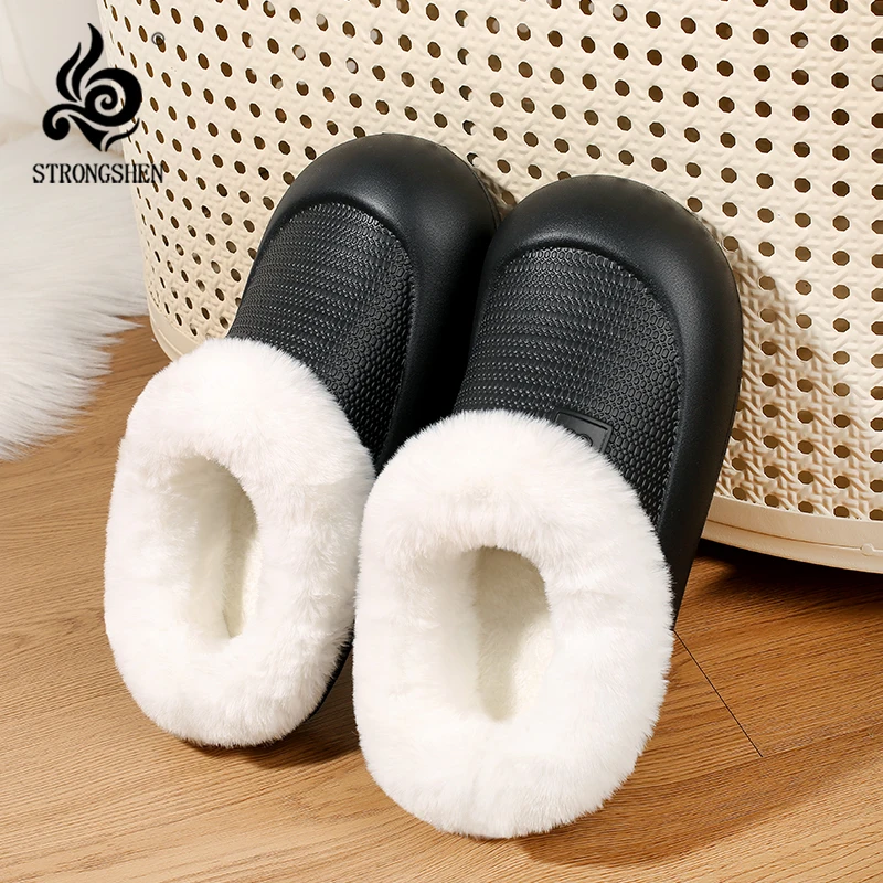 

Женские теплые тапочки на флисовой подкладке, легкие нескользящие домашние удобные домашние туфли, водонепроницаемые тапочки с закрытым носком из ЭВА, размер 36-43