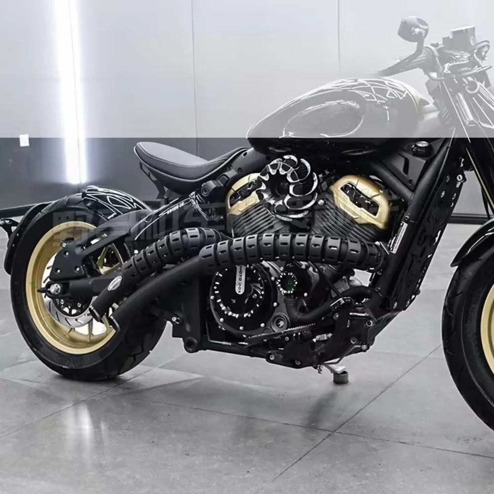 【Good quality】FOR Benda Napoleonbob 500  modified retro sweeping exhaust pipe two out of two straight row full section