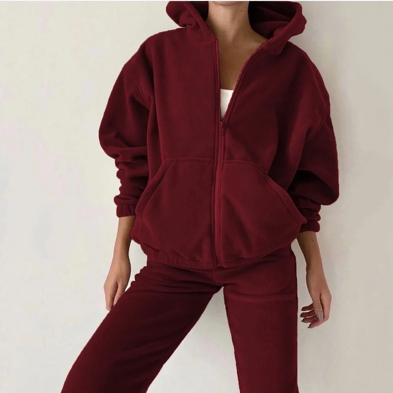 Suéter deportivo y de ocio para mujer, traje Simple de dos piezas, temperamento de Color puro, moda de otoño e invierno, 2023