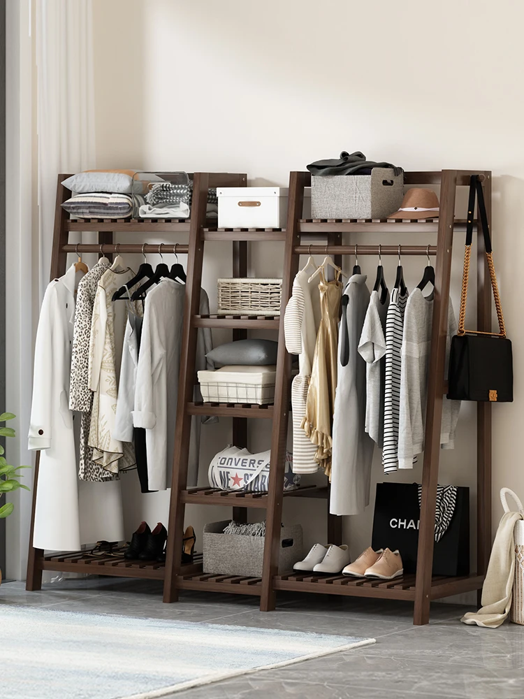 

Solid wood hanger, coat rack, floor-to-ceiling simple household floor-to-ceiling wooden simple modern homestay hanger