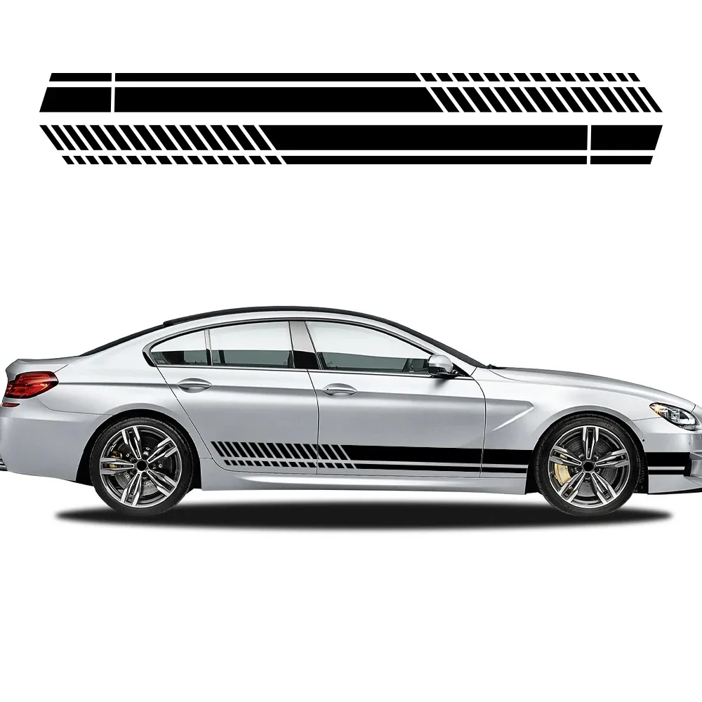 

2PCS Car Side Skirt Sticker Auto Sports Racing Stripe Sticker Vehicle Body Side Long Stripe Vinyl Decal Car Exterior Decoration