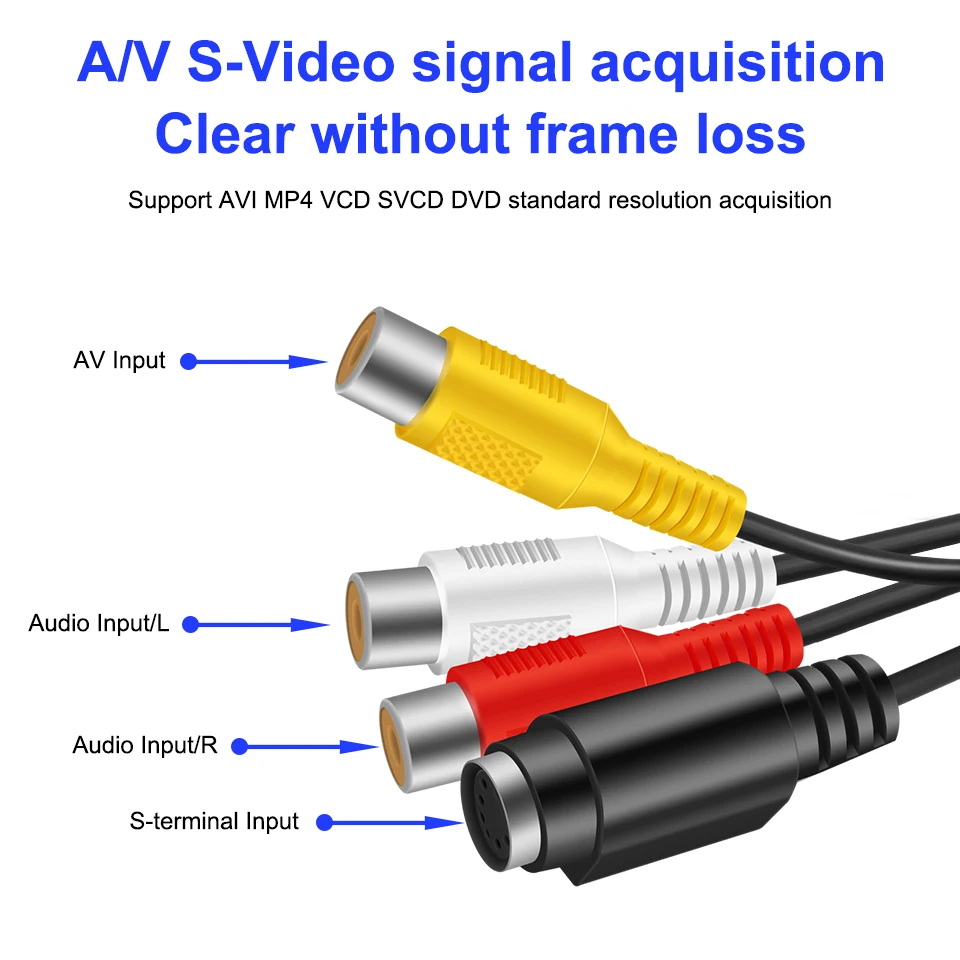 USB karta przechwytywania wideo USB2.0 Audio wideo rejestrator edytować DVR 4 kanał TV DVD VHS telewizor z dostępem do kanałów dla