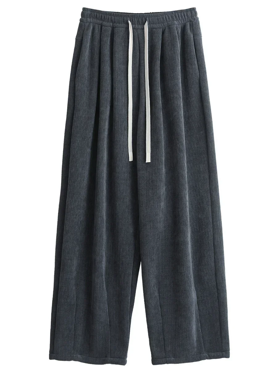 CHIC VEN Women Pant Loose Retro High Waisted Casual Wide Leg Pants Solid Plush Thick Warm Female Trousers Spring Autumn 2024