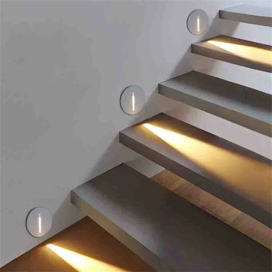 Thrisdar 1PC Indoor LED Step Light Embedded Wall Corner Light Recessed LED Stair Light Villa Hotel Aisle Corrior Footlight