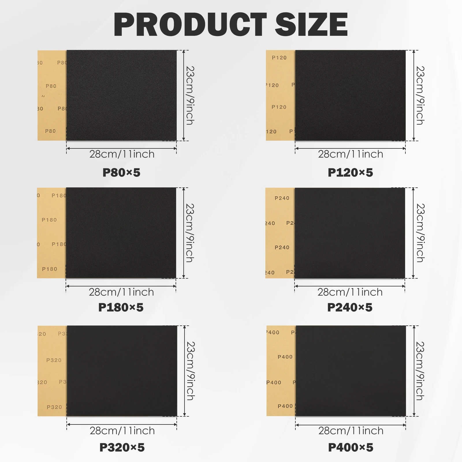 30Pc Wet and Dry Rectangular Sanding Paper 80/120/180/240/320/400Grit Metal Glass Ceramics Wood Polishing And Grinding Sandpaper