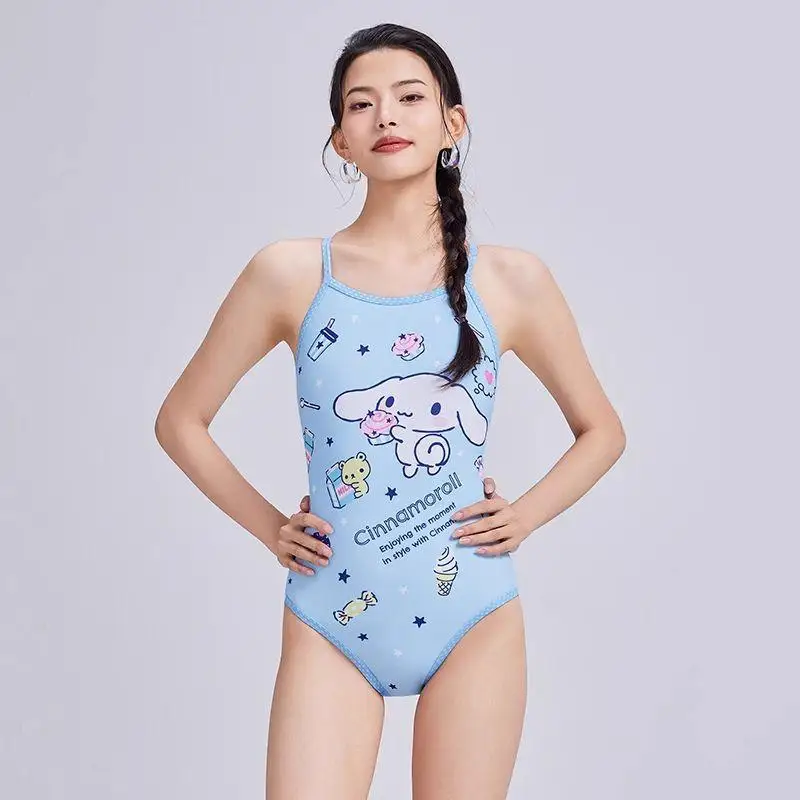 สไตล์ใหม่ Cinnamoroll สาว One Piece ชุดว่ายน้ําบิกินี่สามเหลี่ยมชายหาดการฝึกอบรมกีฬา Blue Sea Salt Kawaii สปาชุดว่ายน้ํา