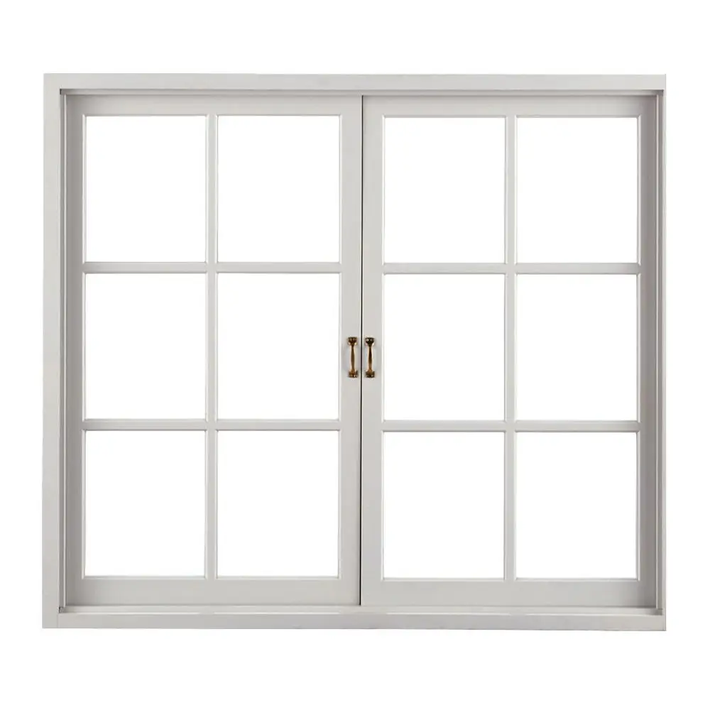 Household Rainproof Hinged Window with Handle Powder Coating Aluminum Alloy Frame Glass Windows French Double Casement Windows