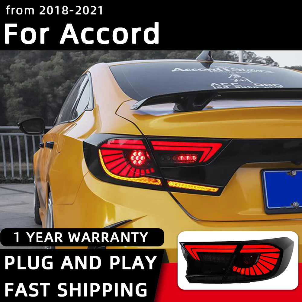 Car Styling Taillights For Accord LED Tail Light 2018 2019 2021 Type Tail Lamp DRL Rear Turn Signal Automotive Accessories