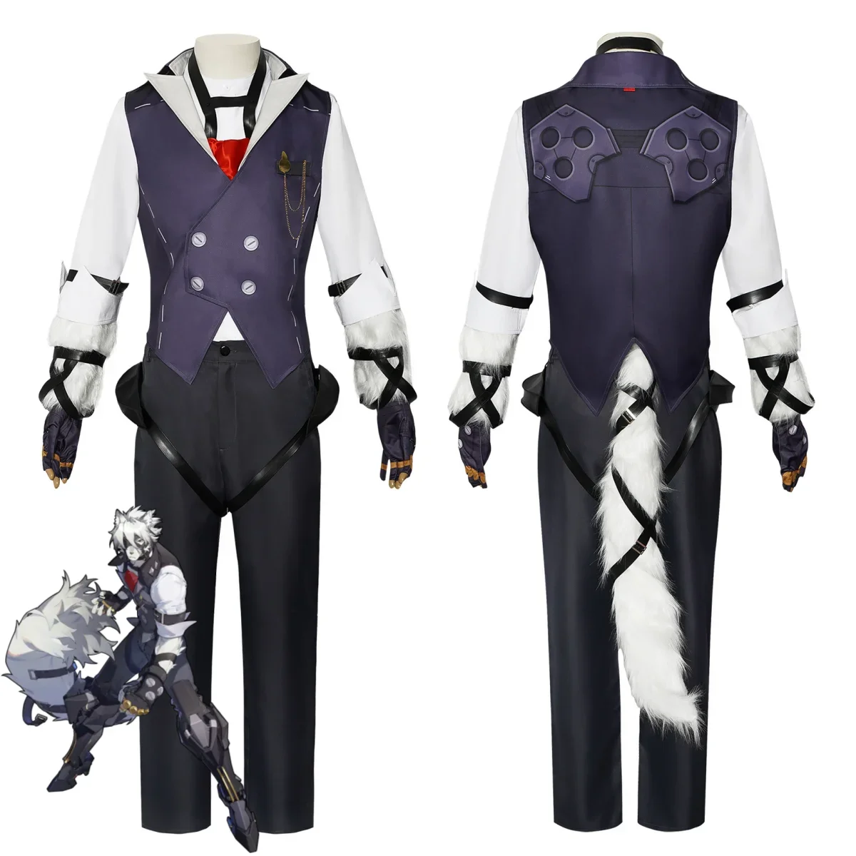 Game Zenless Zone Zero Von Lycaon Cosplay Costume Victoria Housekeeping Vest Shirt Uniform Tail Wig Man Halloween Carnival Suit