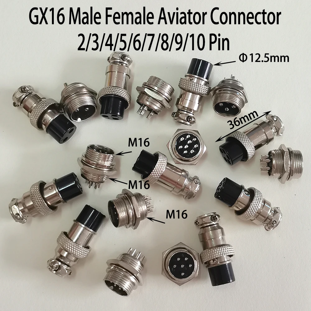 GX16 12,5x36mm 16mm M16 2 3 4 5 6 7 8 9 10 Pin Stecker Buchse Docking Luftfahrtstecker Wasserdichter Rundsteckverbinder GX Aviator Connector – Detail 1