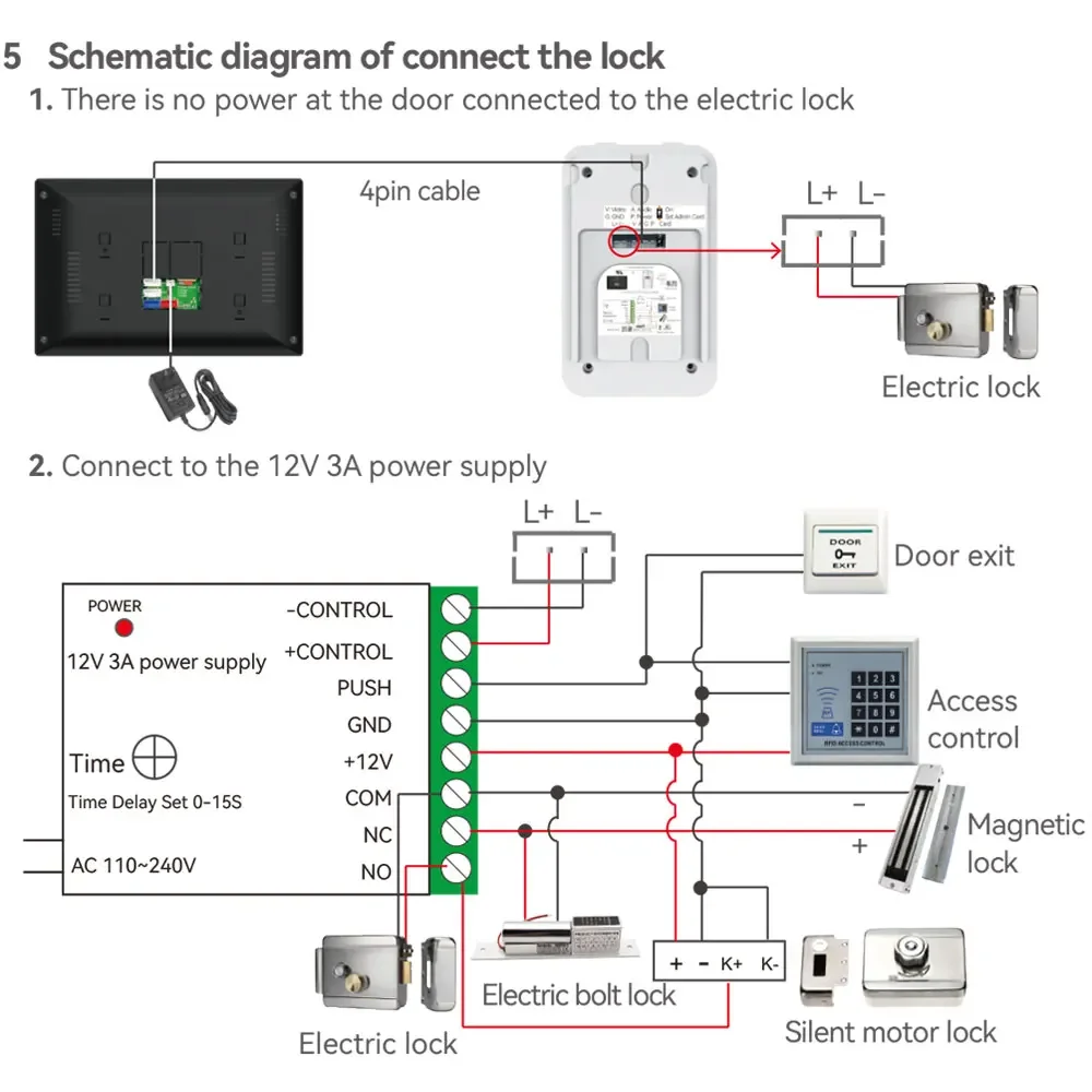 Video Intercom sem fio com câmera HD, Smart Home App, sistema de controle de acesso, telefone da porta, RFID, 2 monitores, 7 polegadas, novo, TUYA