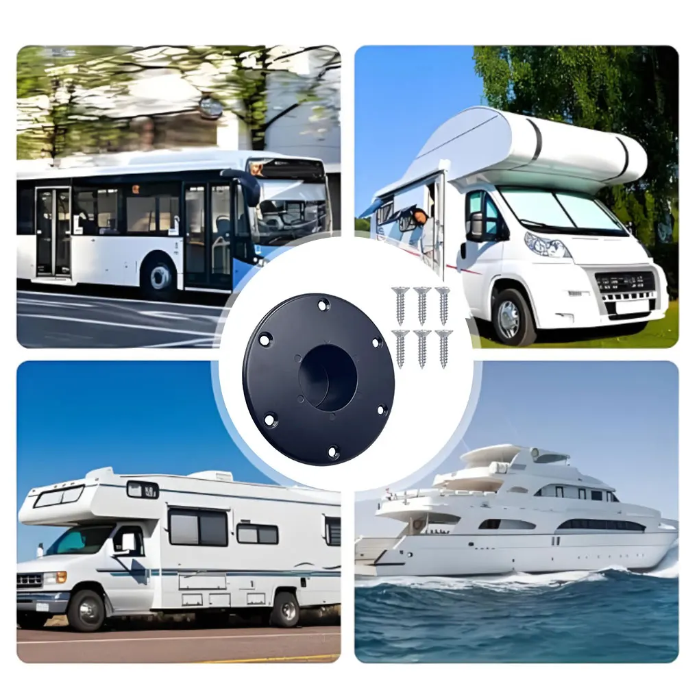 Black RV Boat Trailer Pedestal Base Round Flush Mount Table Leg Base Floor Mount RV Table Floor Mounting Base ﻿