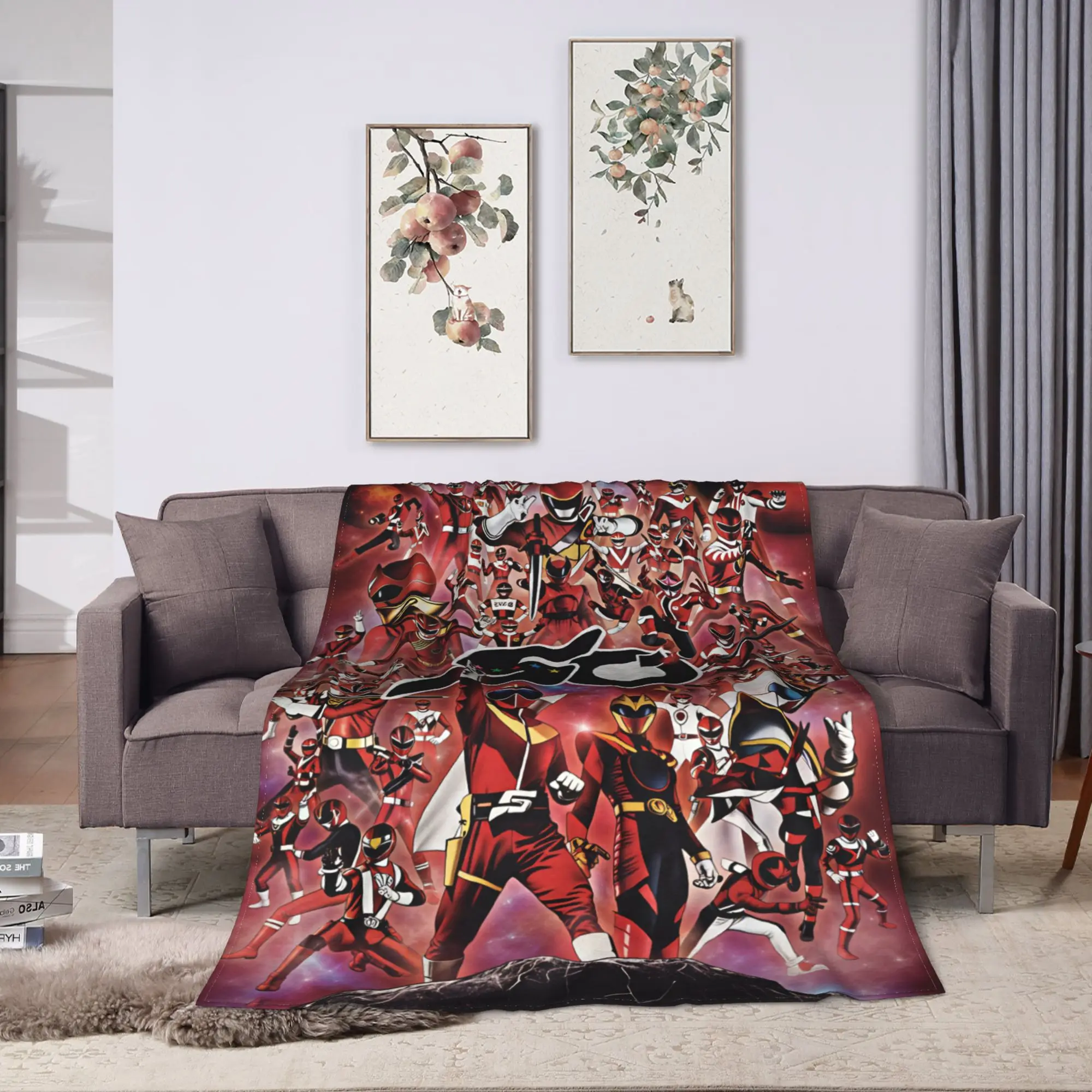 Warm Soft Blanket Travel Super Sentai Throw Blanket  Flannel Bedspread For Couch Chair Graphic Sofa Bed Cover