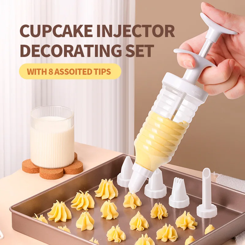 

New 7 Pipe Nozzles with Syringe Plastic Cream Baking Nozzle Dispenser Lcing Pastry Cream Tips Pastry Tube Decoration Tool